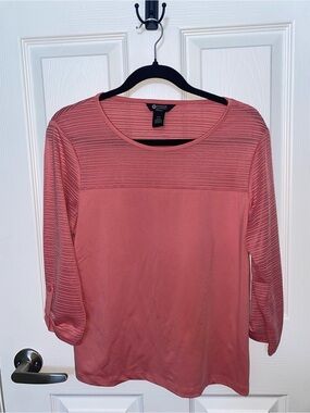 Haggar Coral Pink Ribbed Long Sleeve Top